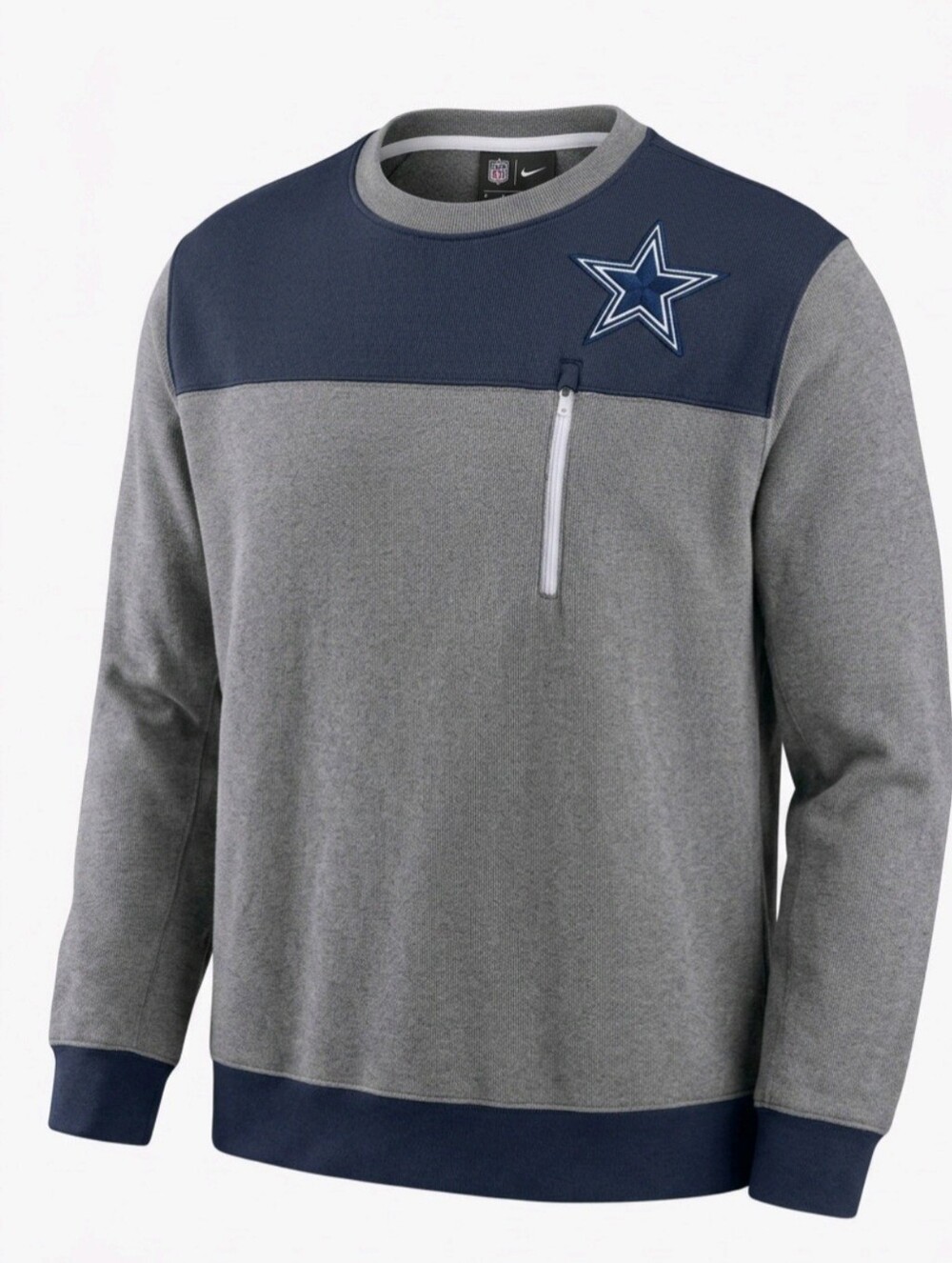 Nike Gray and Navy Dallas Cowboys Crewneck Sweatshirt